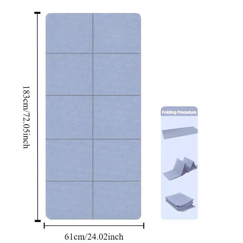 Tappetino Yoga Pieghevole Ecologico Antiscivolo per Fitness e Pilates 183x61 cm