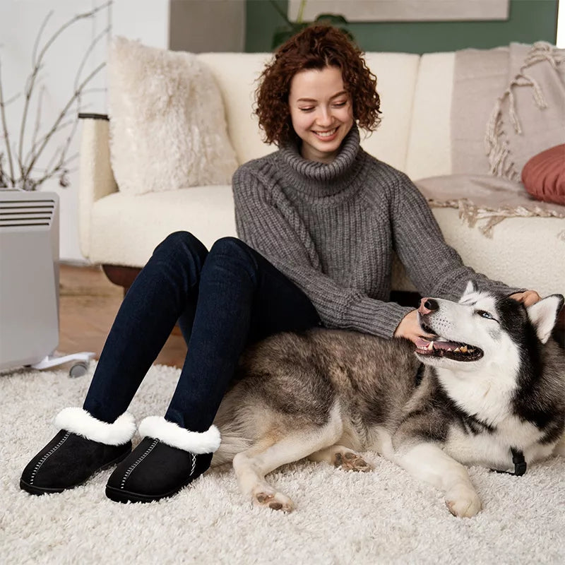 Tøfler til hjemmet i plysj med tykk såle