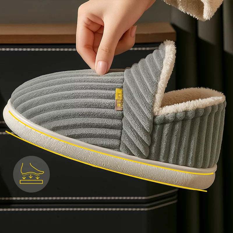 Lukkede vintertøfler med pels og tykk såle