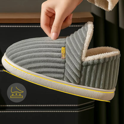 Lukkede vintertøfler med pels og tykk såle