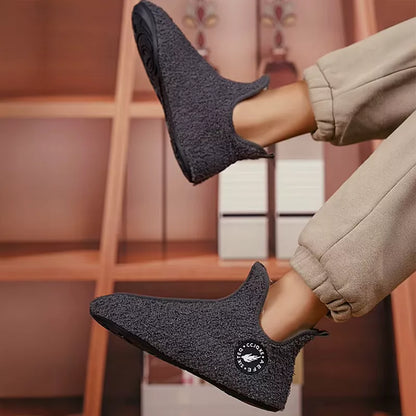 Vinter tøfler i plysj med lukket tå og sklisåle