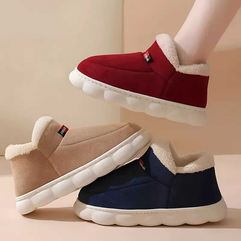Vinter tøfler i plysj med tykk såle