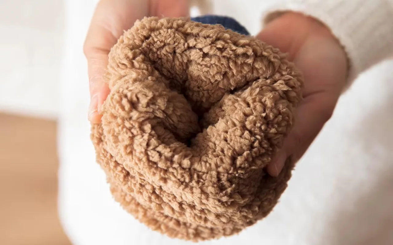 Vinter tøfler i plysj med tykk såle