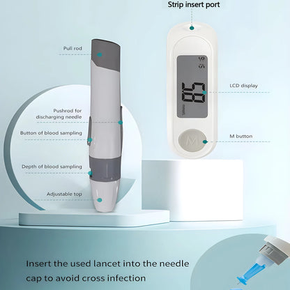 Bærbar blodsukkermåler for blodsukkerovervåking med 50 teststrimler og lansetter – raske tester og nøyaktige resultater
