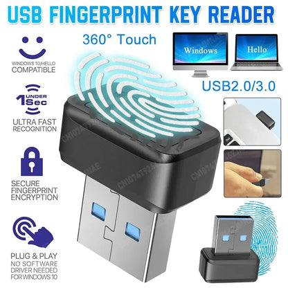 USB-fingeravtrykksleser for Windows med 360° gjenkjenning – biometrisk sikkerhet for PC, rask tilgang og kryptering