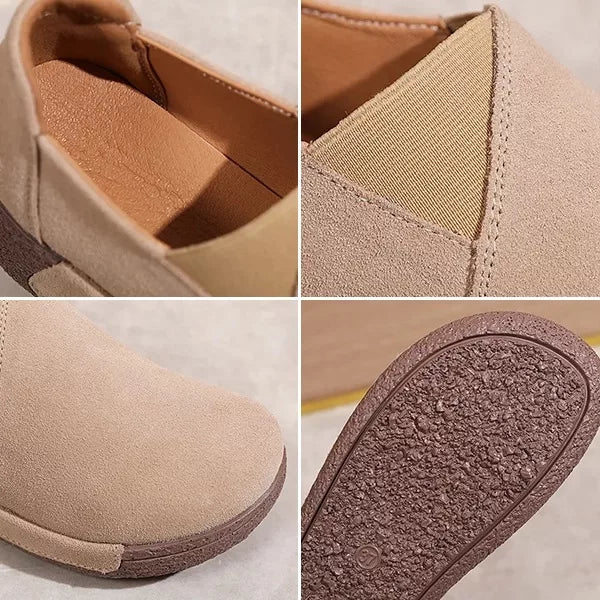 Mokasiner med platå i semsket skinn