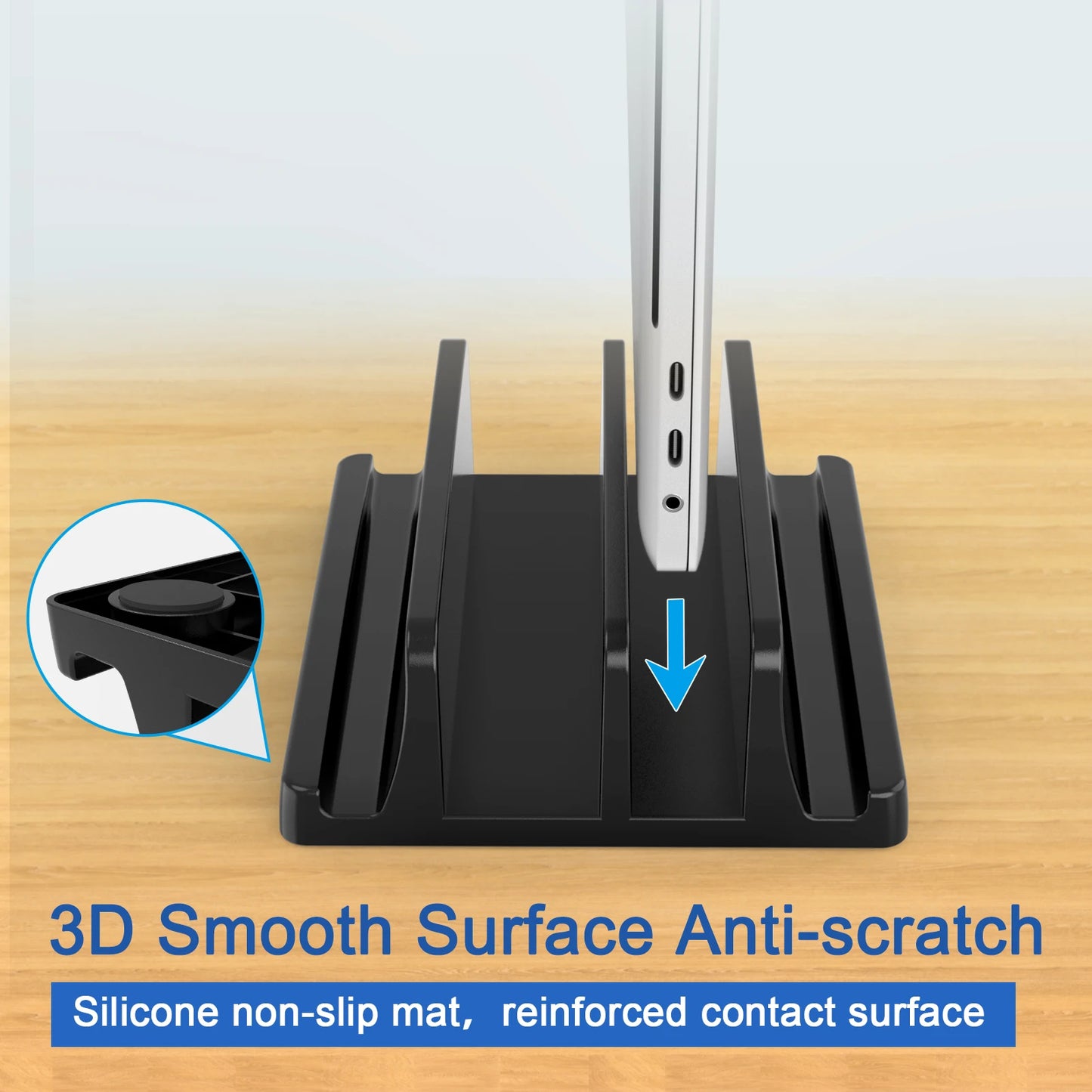 Supporto Laptop Verticale Universale con 3 Slot per MacBook e Tablet