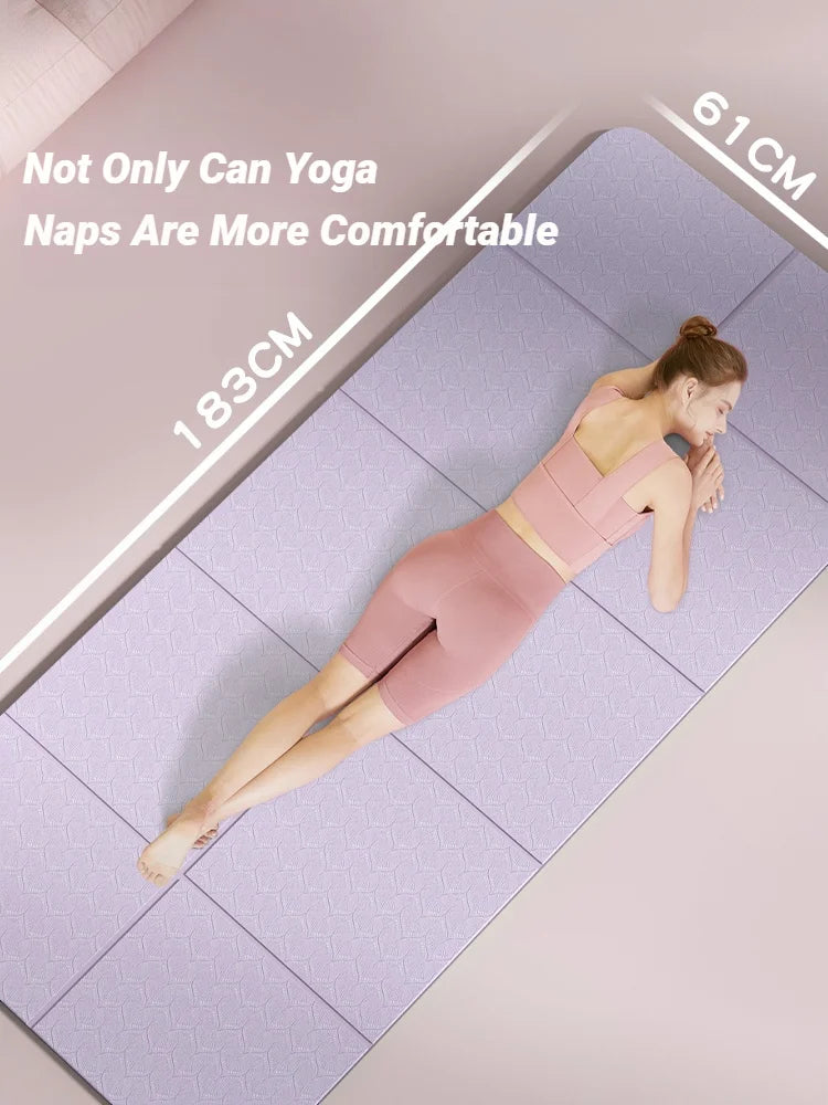 Tappetino Yoga Pieghevole Ecologico Antiscivolo per Fitness e Pilates 183x61 cm