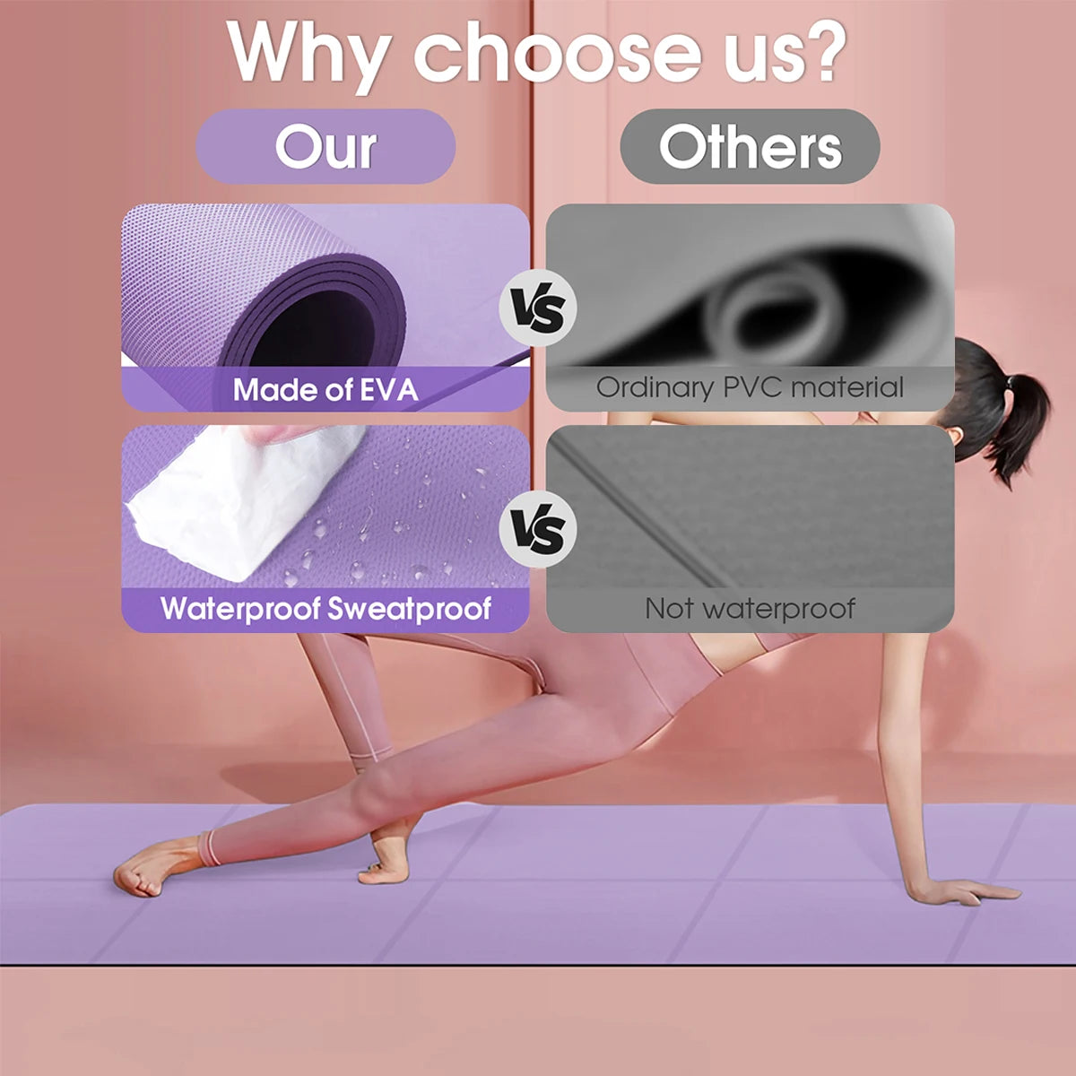 Tappetino Yoga Professionale Pieghevole in EVA Ecologico per Fitness e Pilates 3mm/4mm/6mm
