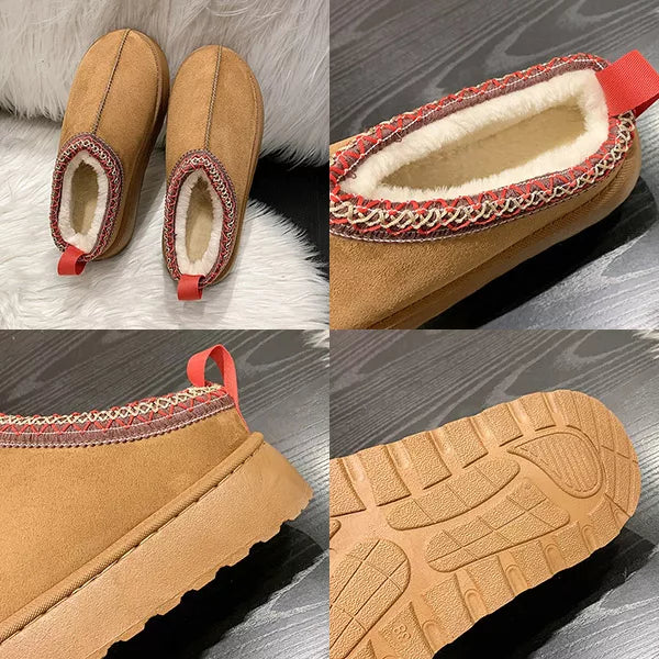 Varme ulltøfler til dame sko med platå