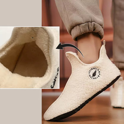 Vinter tøfler i plysj med lukket tå og sklisåle